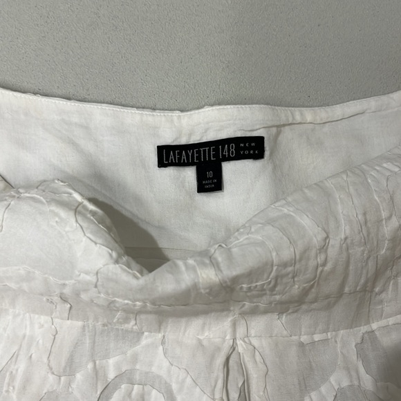 Lafayette 148 New York Blanket Hand Stitched Appliqué Cotton Skirt Size 10 White - Picture 3 of 10